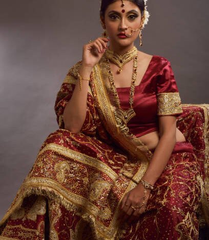 maroon bridal lehenga